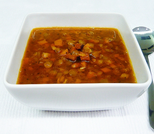 pancetta, lentil and oregano soup